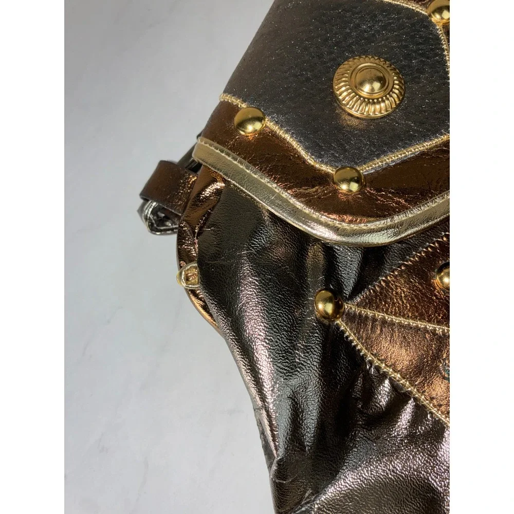 1980's Shafir Bronze Metallic Leather Handbag - OS - Steampunk, 80's, Vintage